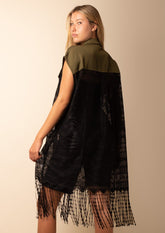 Lace + Fringe Cargo Vest Vests Kate Hewko 