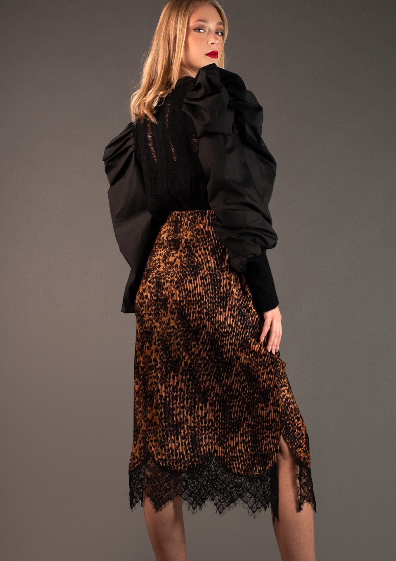 Lace Trim Leopard Skirt Skirts Kate Hewko 