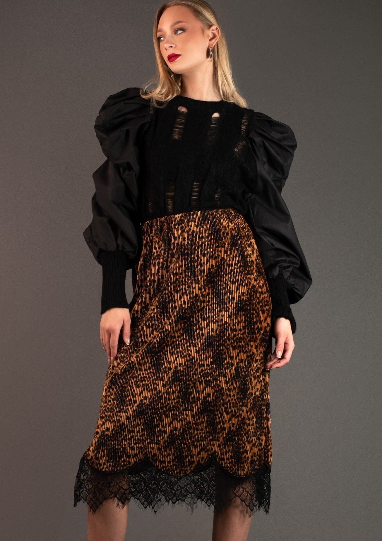 Lace Trim Leopard Skirt Skirts Kate Hewko 