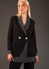 Layered Pinstripe Blazer Blazers Kate Hewko Black XL 
