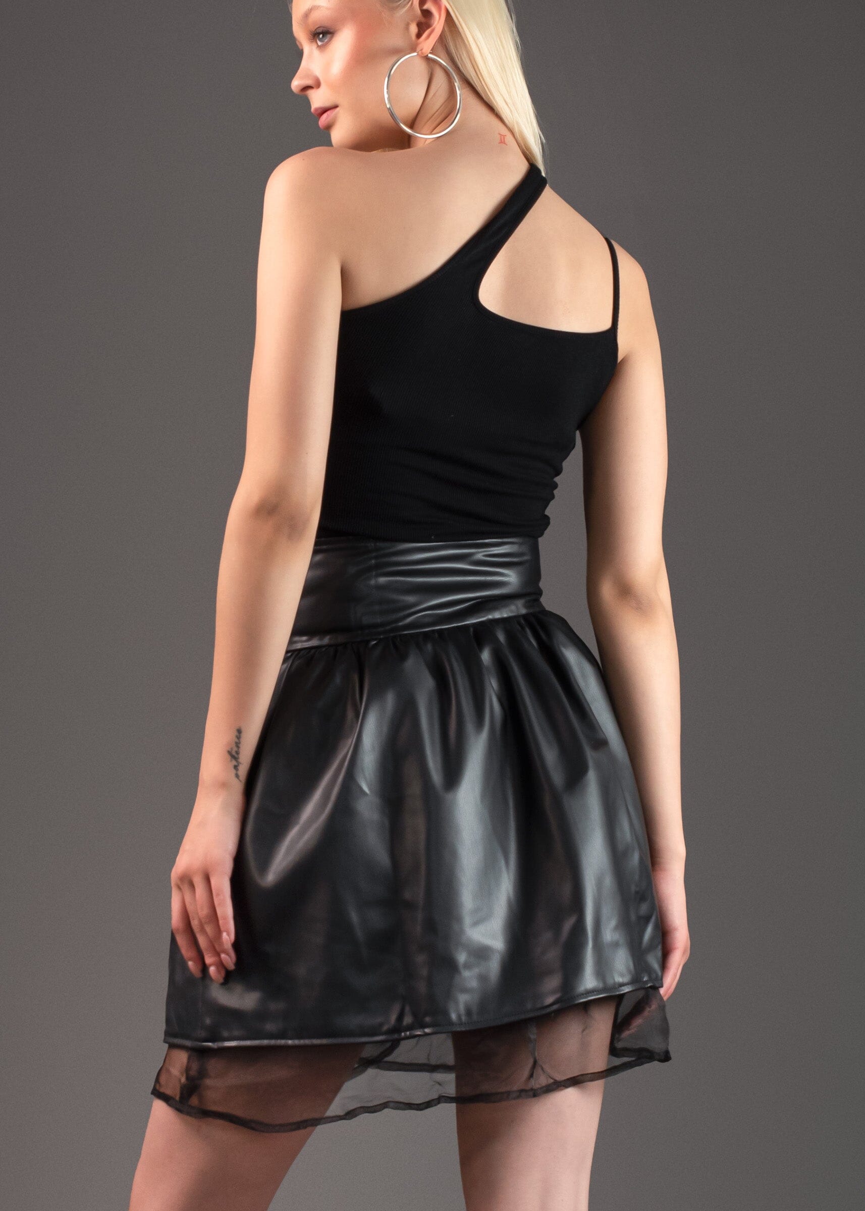 Leather + Tulle Mini Skirt Skirts Kate Hewko 