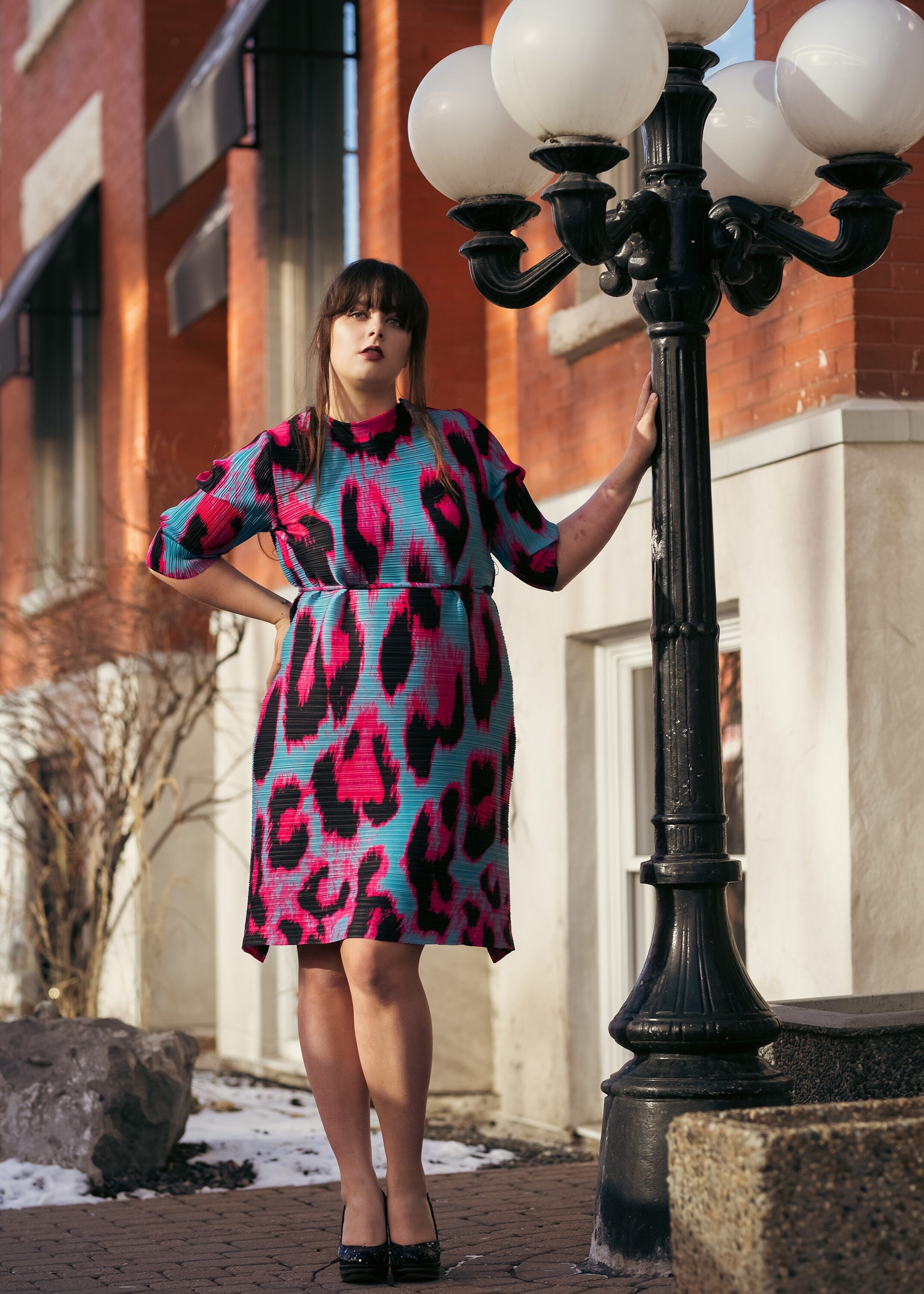 leopard print dress ladies Leo Print Mock Midi Dress