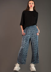 Leopard Print Velvet Pant Pants Kate Hewko Blue One Size 
