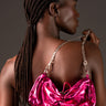 Metallic Drawstring Shoulder Bag Accessories Kate Hewko Hot Pink 