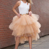 Mini High Low Tiered Tulle Skirt Skirts Kate Hewko Cream 4 