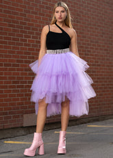 Mini High Low Tiered Tulle Skirt Skirts Kate Hewko Lavender 4 
