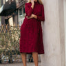 Mock Neck Textured Petal Dress Dresses Kate Hewko One Size Merlot 