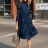 Mock Neck Textured Petal Dress Dresses Kate Hewko One Size Navy 
