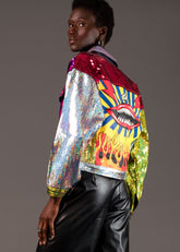 Multicolor Sequin Graphic Jacket Outerwear Kate Hewko 