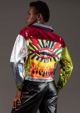 Multicolor Sequin Graphic Jacket Outerwear Kate Hewko 