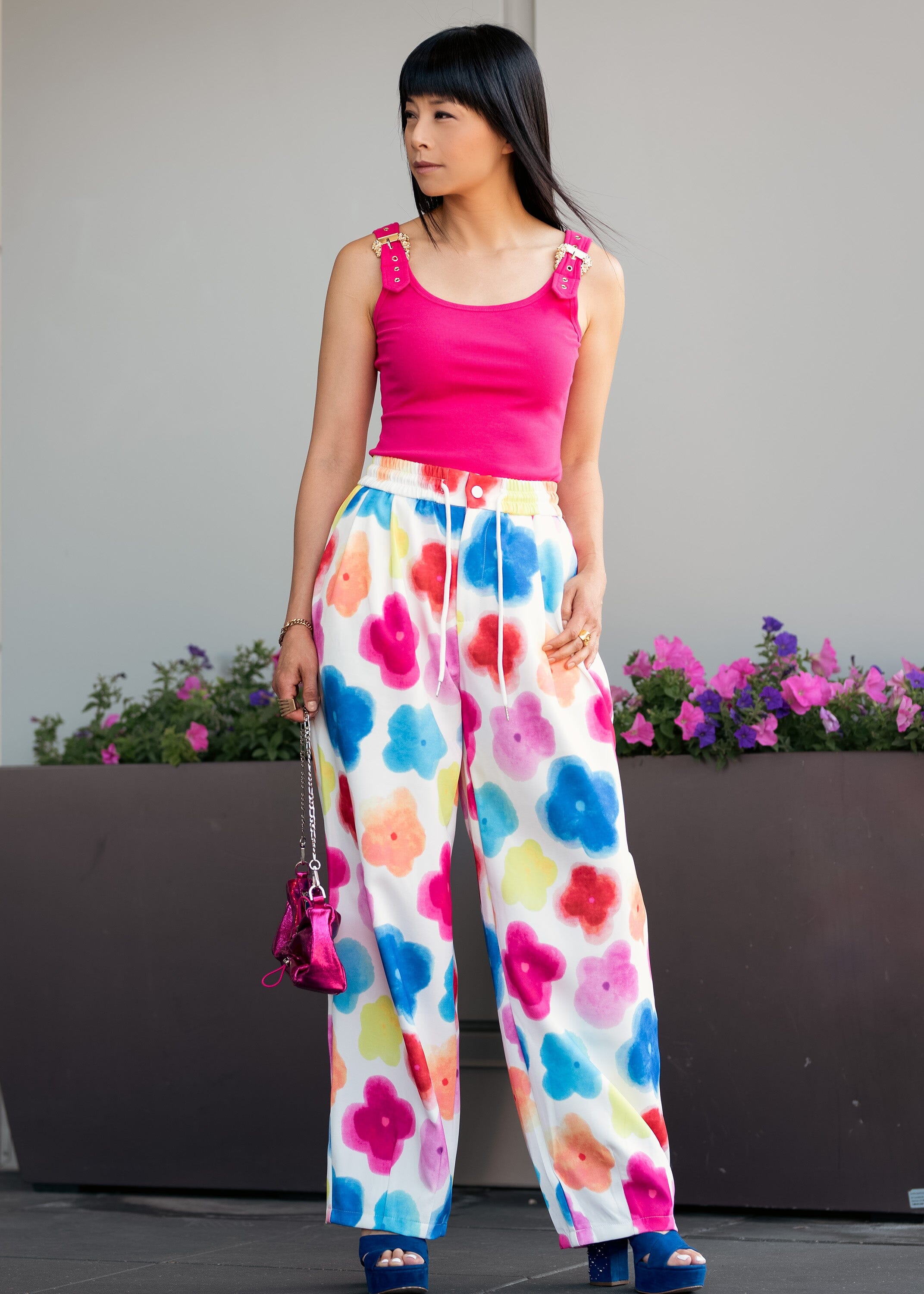 Multicolor Wide Leg Floral Pant Pants Kate Hewko Multi One Size 