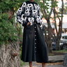 Pearl Button Down A line Skirt Skirts Kate Hewko Black XS 