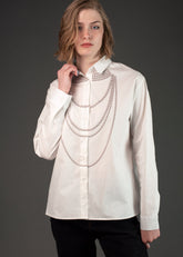 Pearl Printed Dress Shirt Blouses Kate Hewko White One Size 