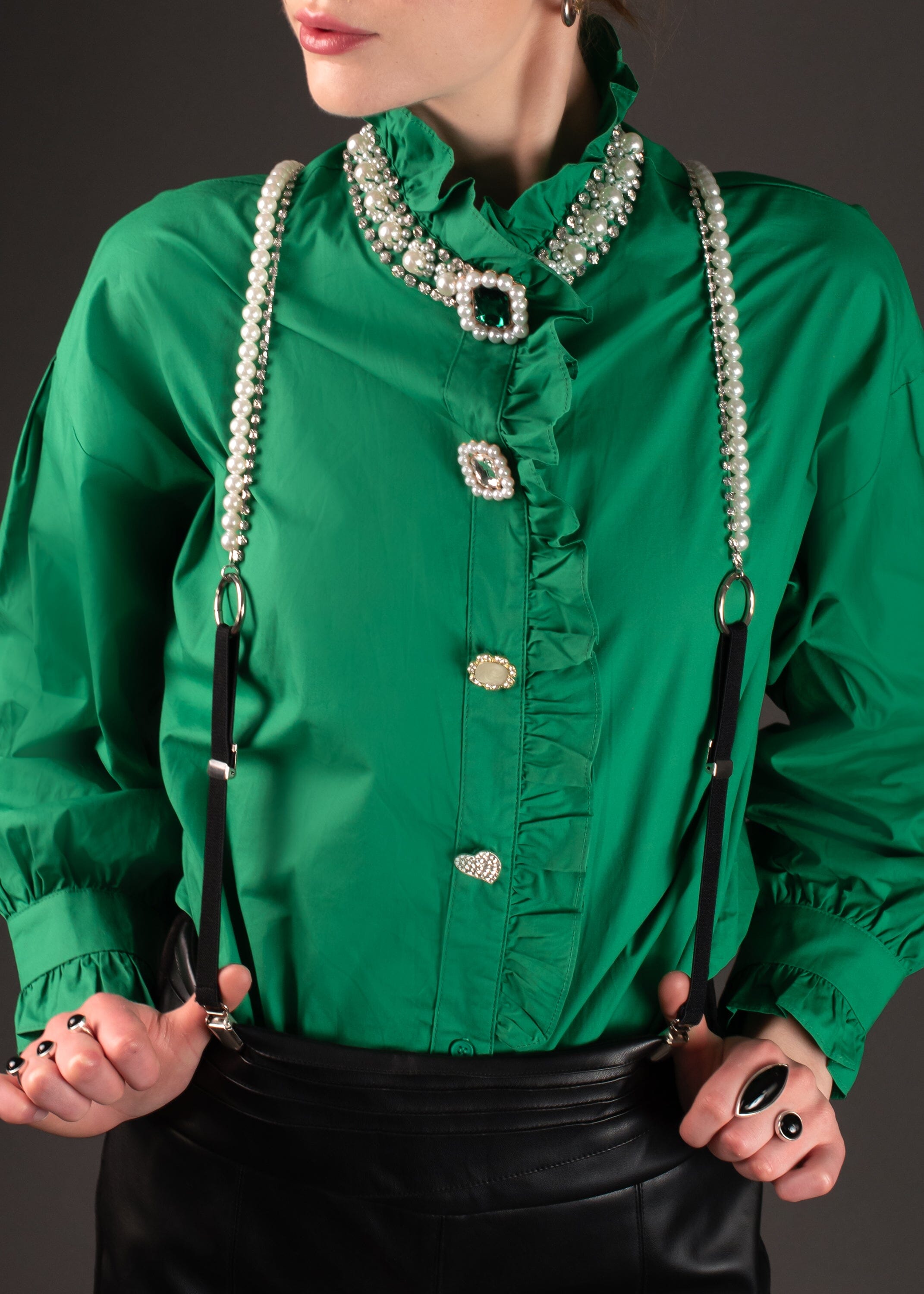Pearl + Rhinestone Suspenders Accessories Kate Hewko 