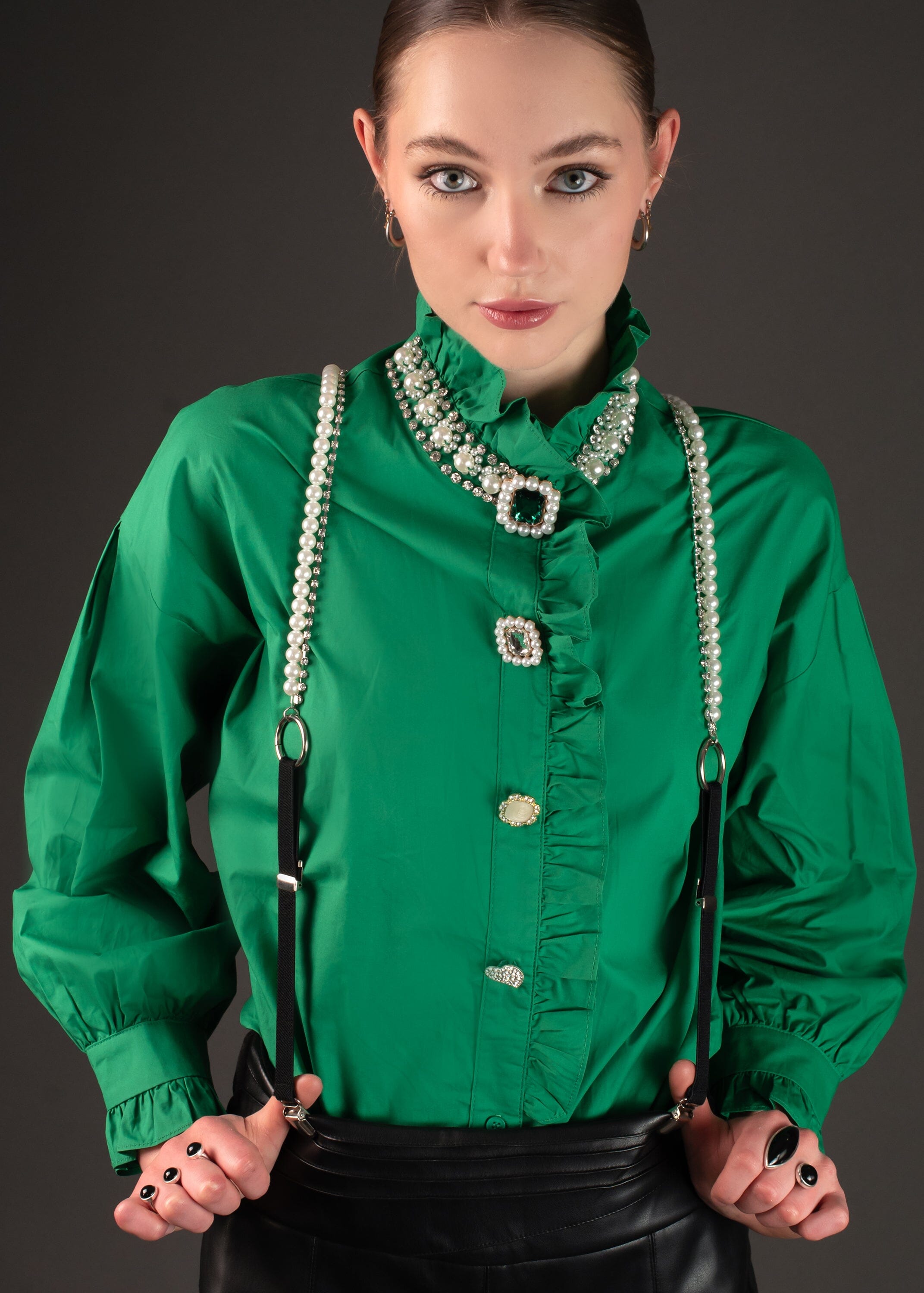 Pearl + Rhinestone Suspenders Accessories Kate Hewko 