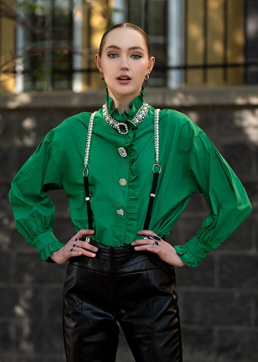 Pearl + Rhinestone Suspenders Accessories Kate Hewko White One Size 