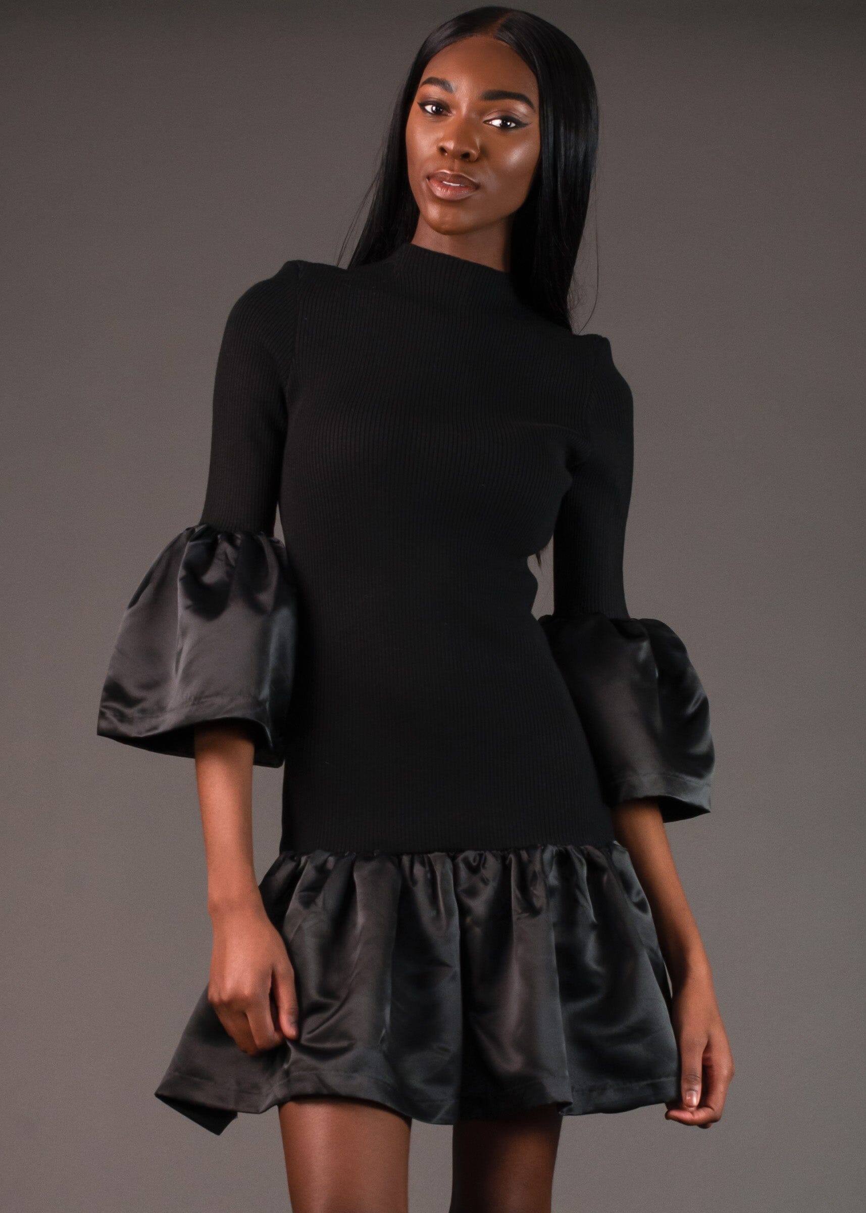 Peplum Knit Dress Dresses Kate Hewko Black S 