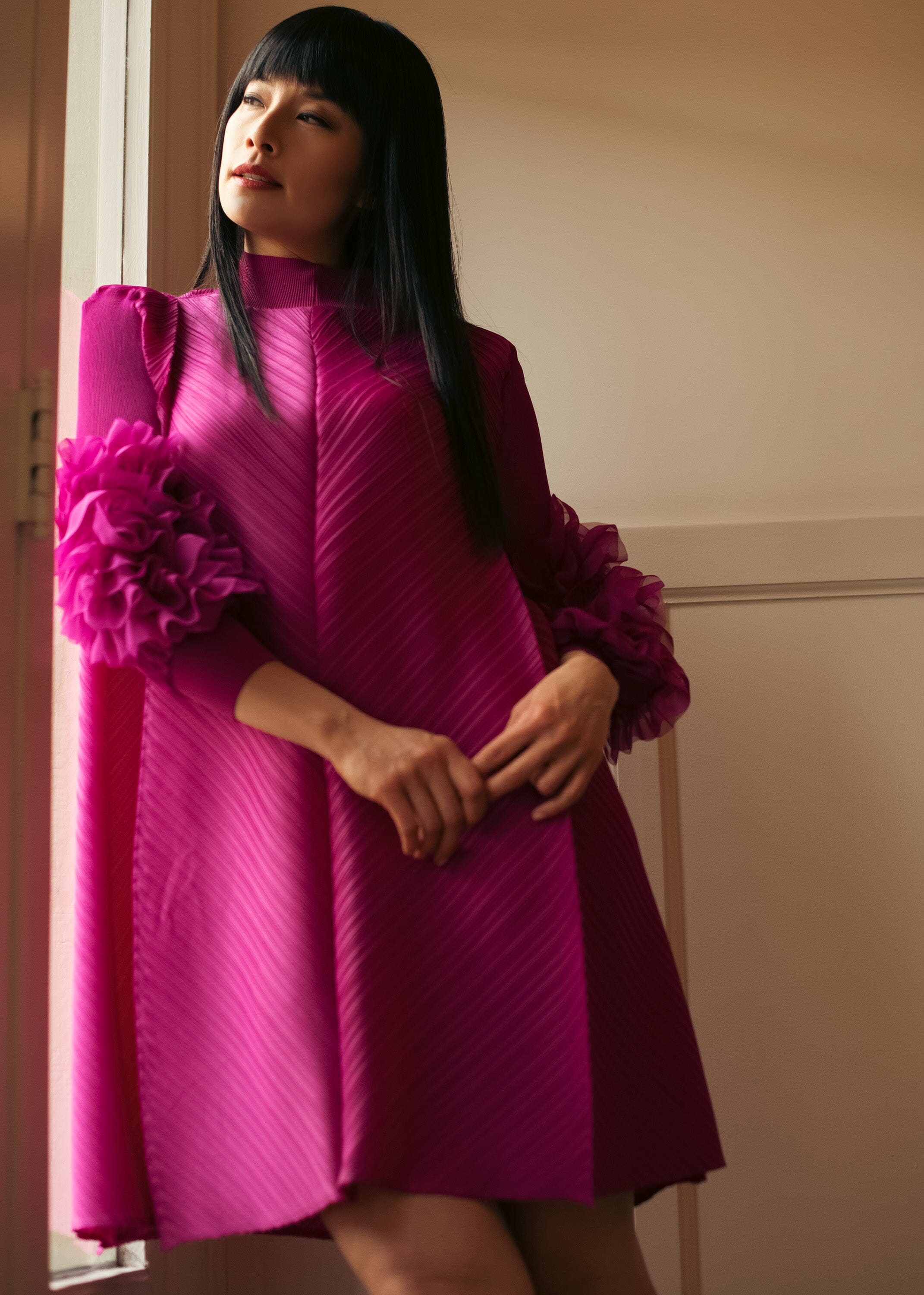 Petal Sleeve Mock Neck Dress Dresses Kate Hewko 