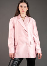 Pink Vegan Leather Blazer Blazers Kate Hewko 