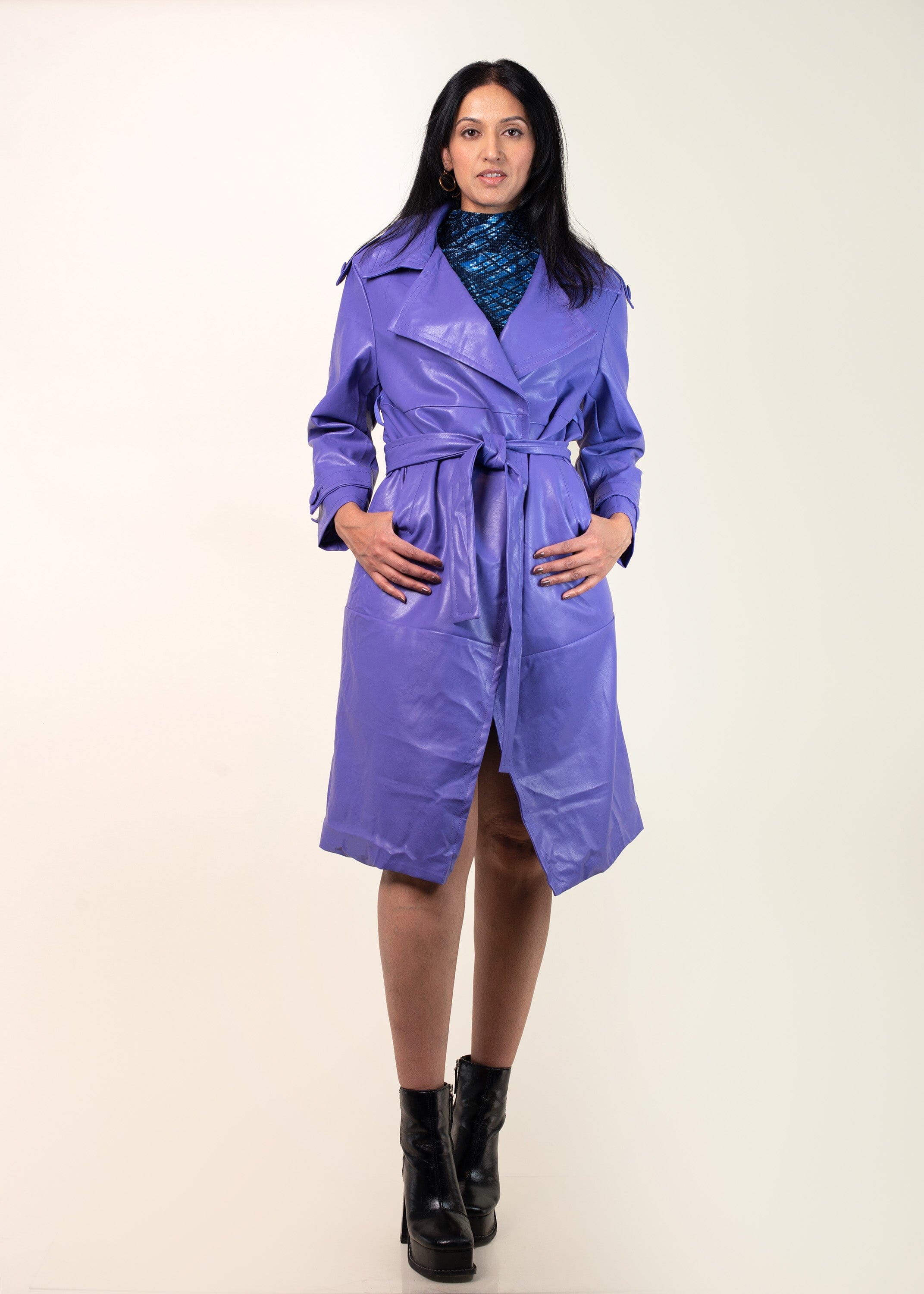 Purple Vegan Leather Trench Outerwear Kate Hewko 