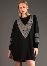 Rhinestone Embellished Sweatshirt Dress Dresses Kate Hewko 