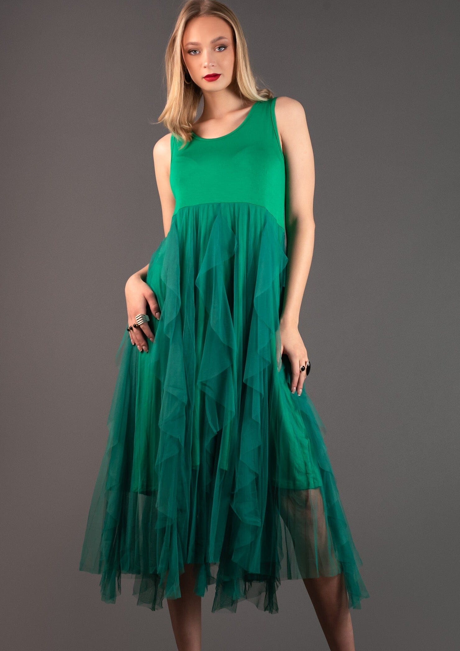 Ruffle Tulle Slip Dress Dresses Kate Hewko One Size Green 