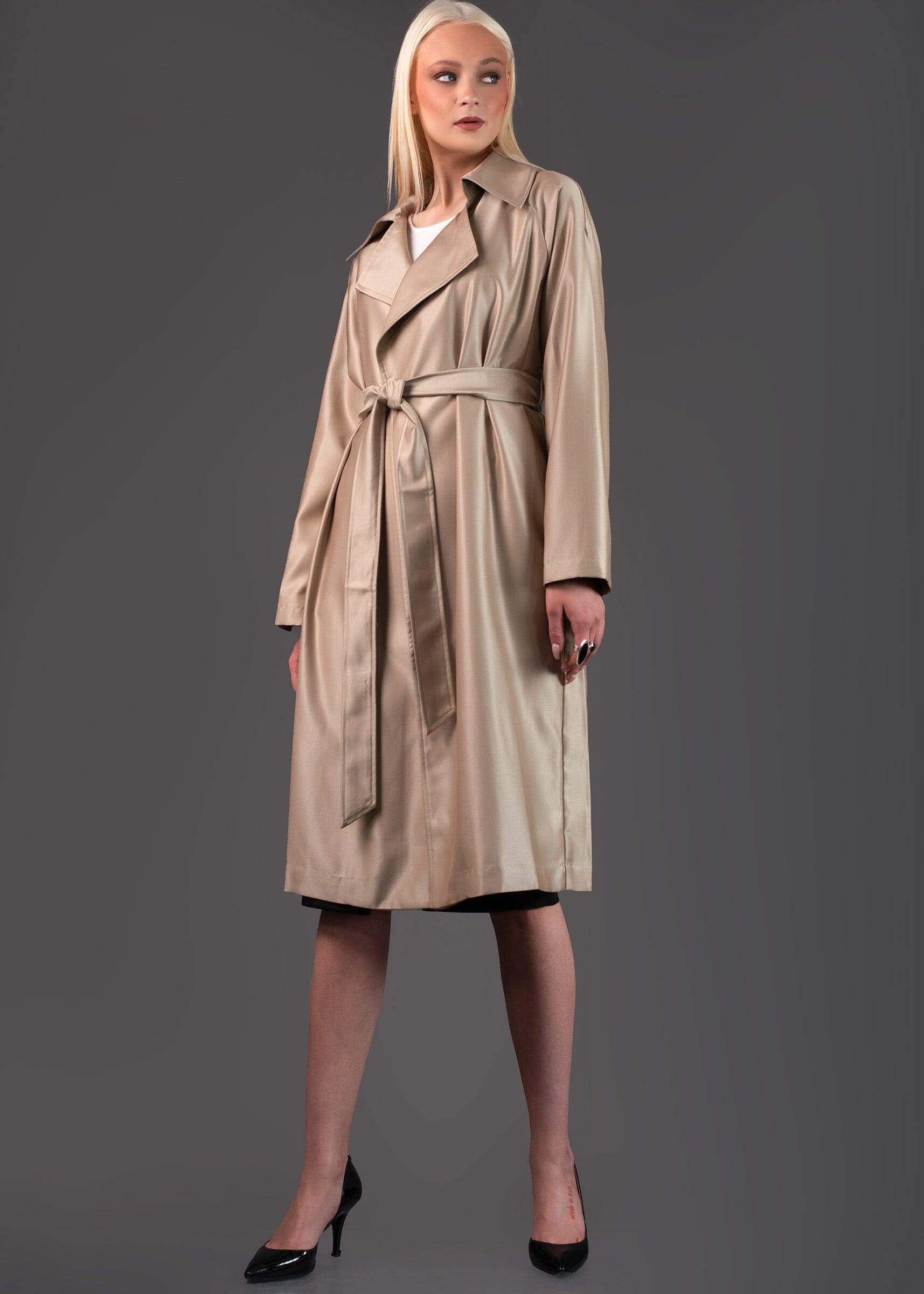Satin Finish Belted Trench Outerwear Kate Hewko 