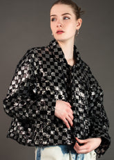 Sequin Checker Bomber Outerwear Kate Hewko 