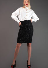 Sequin Embellished Pencil Skirt Skirts Kate Hewko Black One Size 