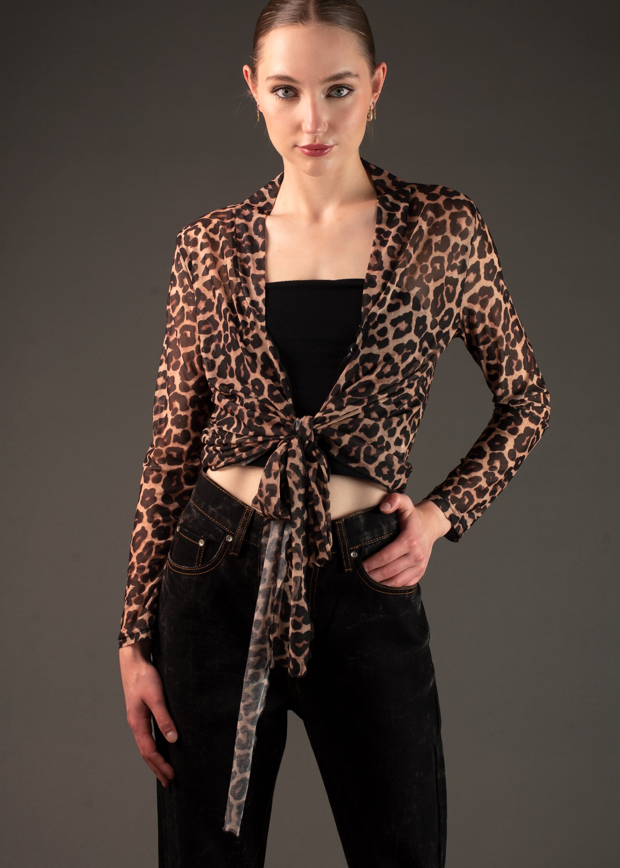 Sheer Leopard Tie Blouse Blouses Kate Hewko 