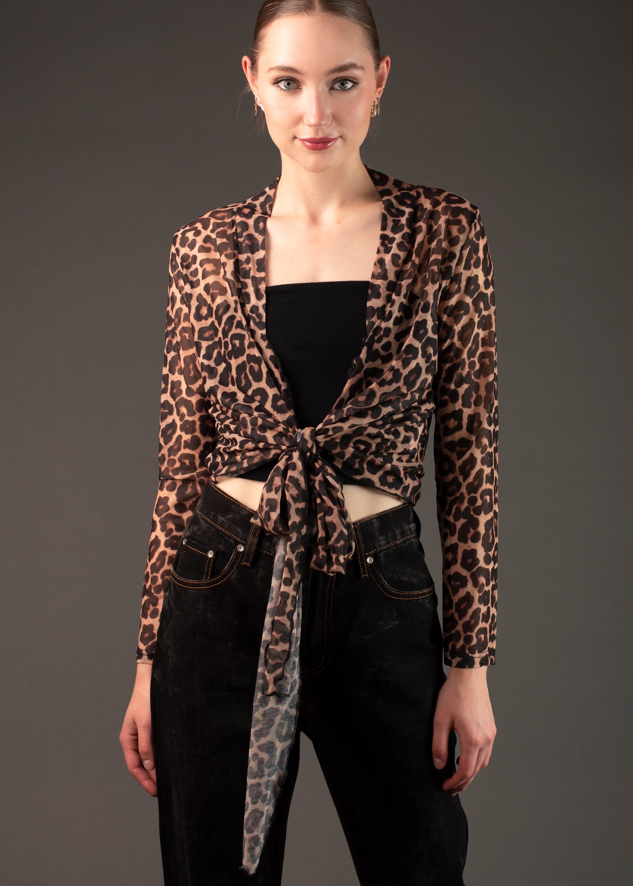 Sheer Leopard Tie Blouse Blouses Kate Hewko 
