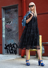 Sheer Textured Shirt Dress Dresses Kate Hewko Black One Size 