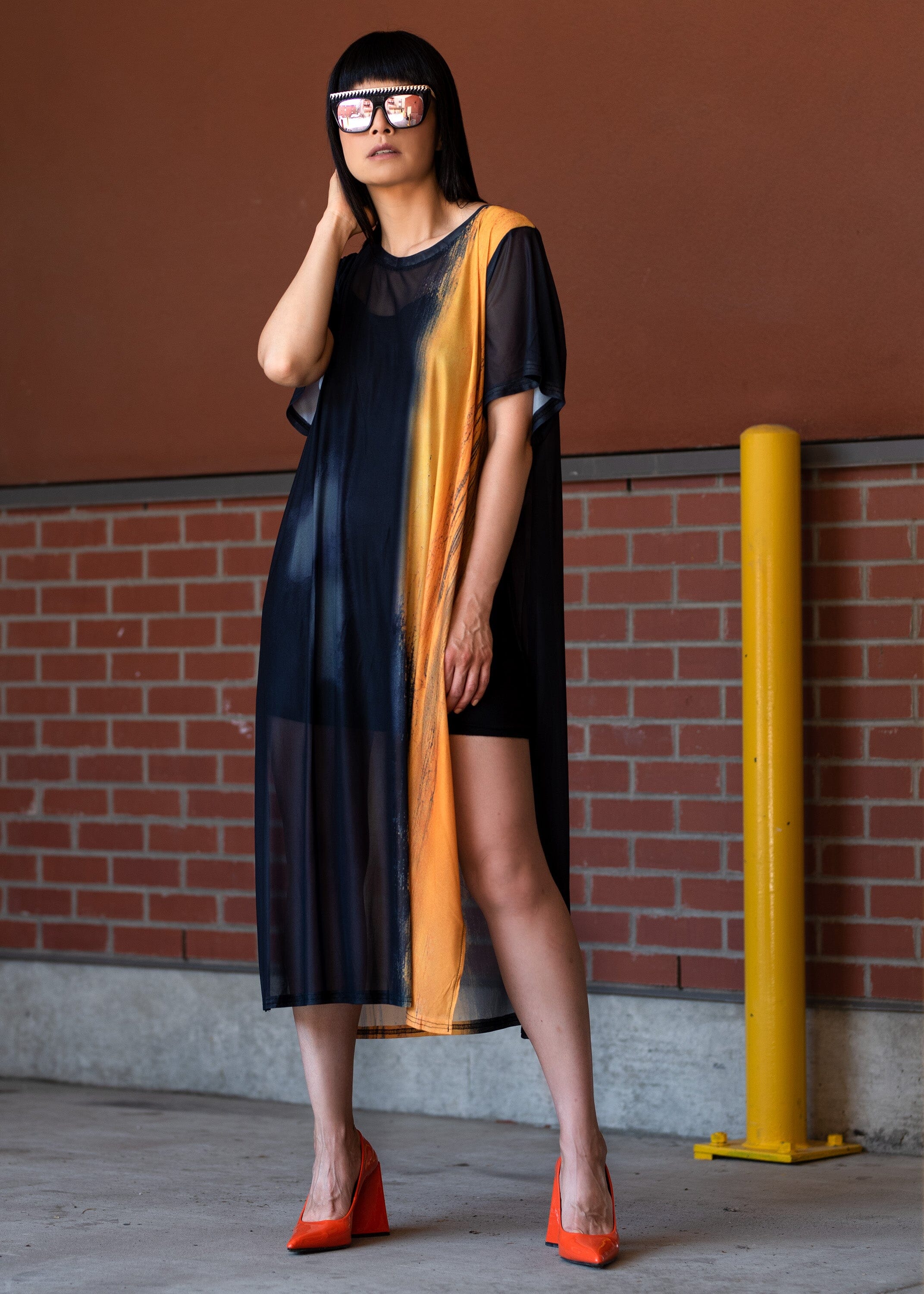 Side Slit Mesh Dress Dresses Kate Hewko Multi One Size 
