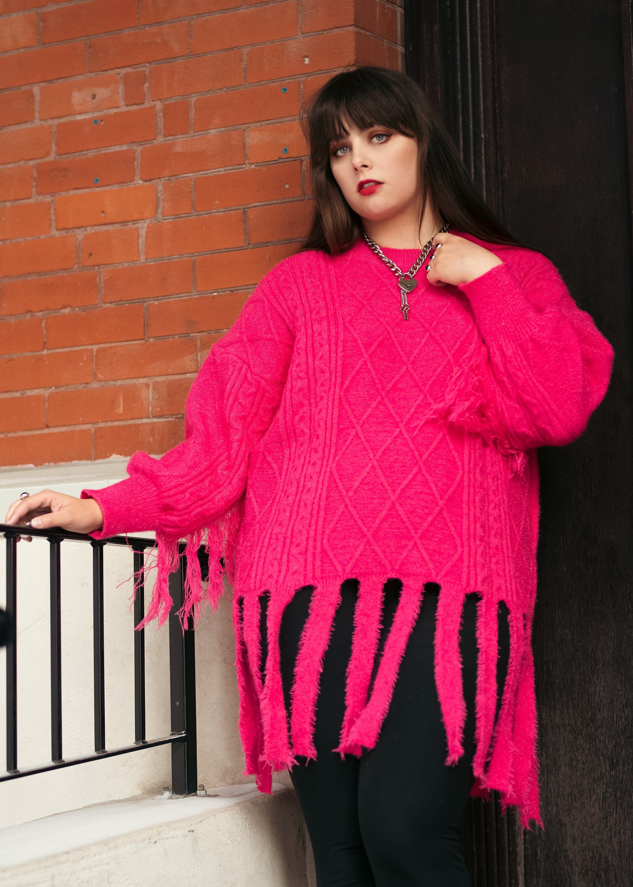 Sparkle Fringe Sweater Sweaters Kate Hewko One Size Pink 