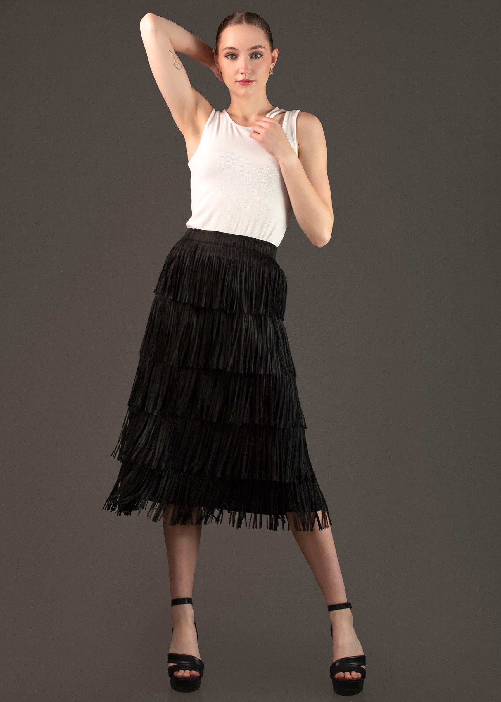 Tiered Tassel Midi Skirt Skirts Kate Hewko 