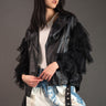 Tiered Tulle Sleeve Moto Jacket Outerwear Kate Hewko Black XS 