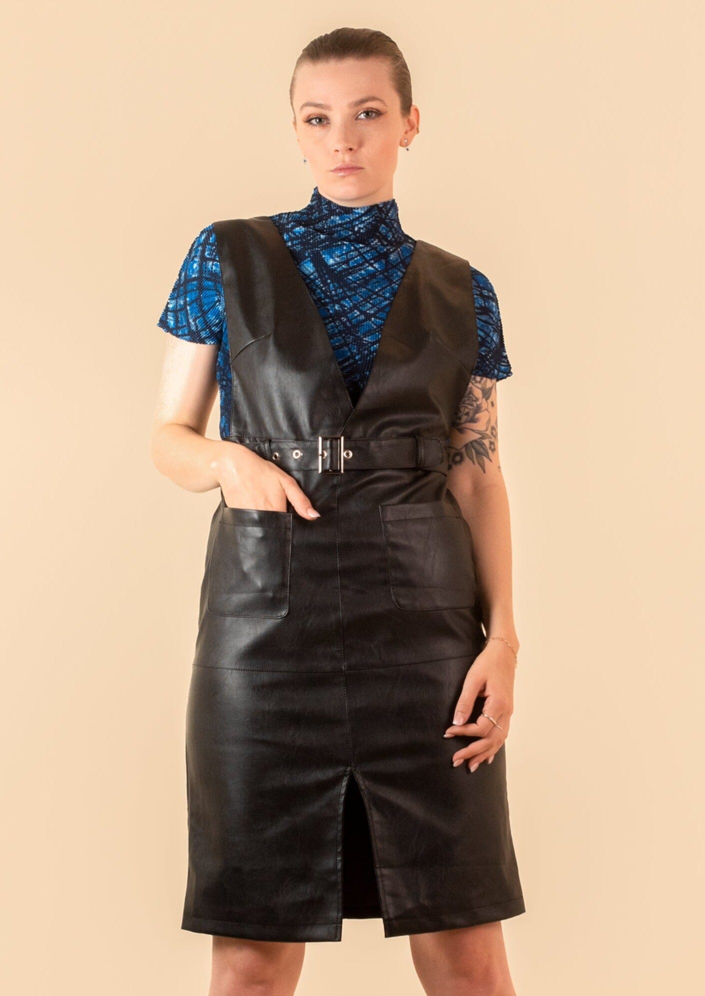 Vegan Leather Belted Jumper Dresses Kate Hewko 