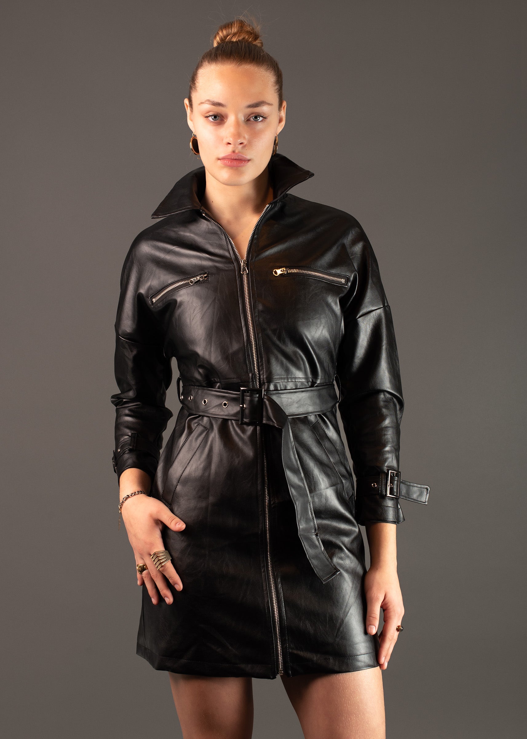 Vegan Leather Moto Dress Dresses Kate Hewko 
