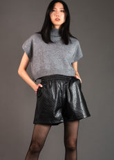 Vegan Leather Quilted Shorts Shorts Kate Hewko 