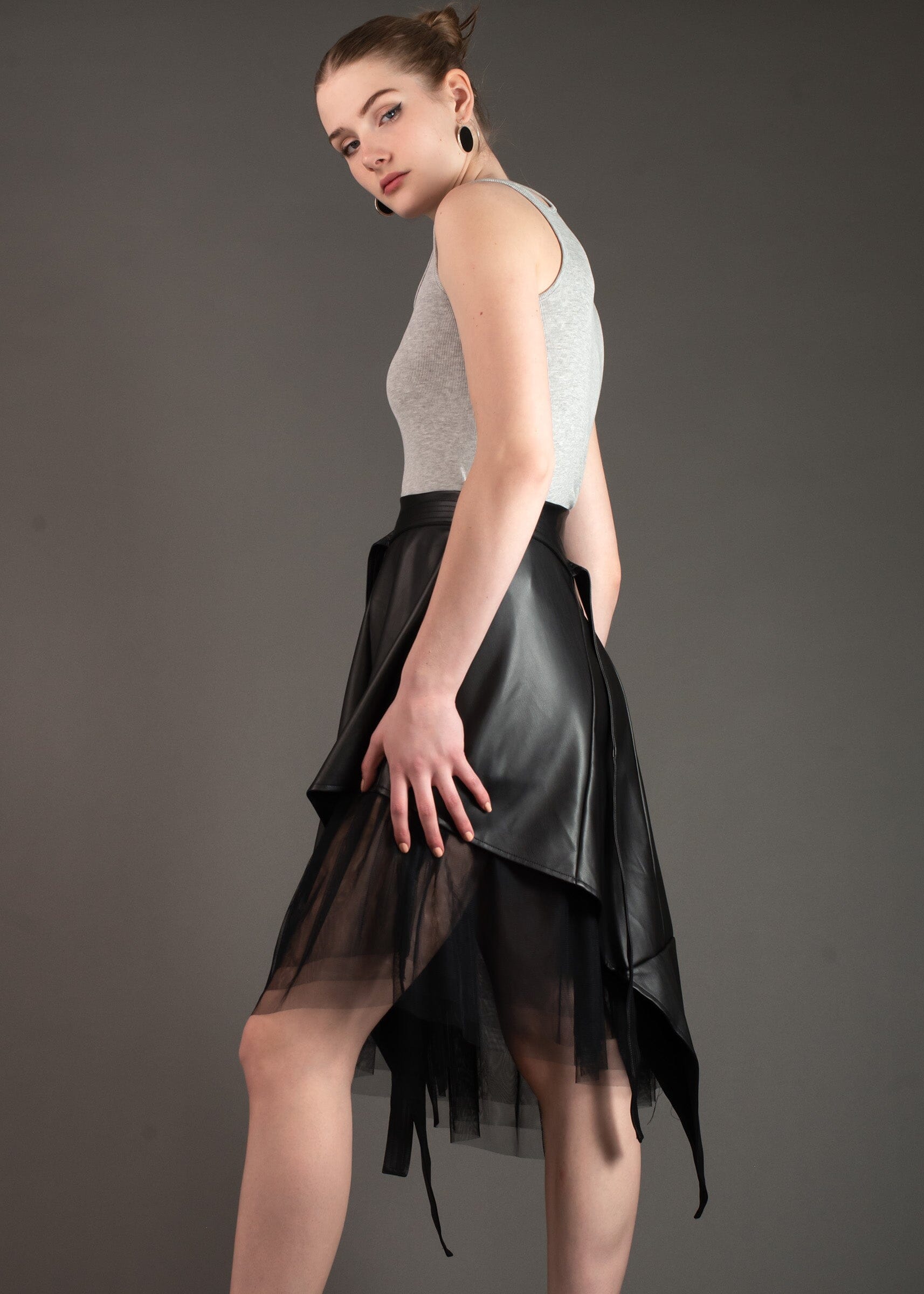 Vegan Leather + Tulle Skirt Skirts Kate Hewko 