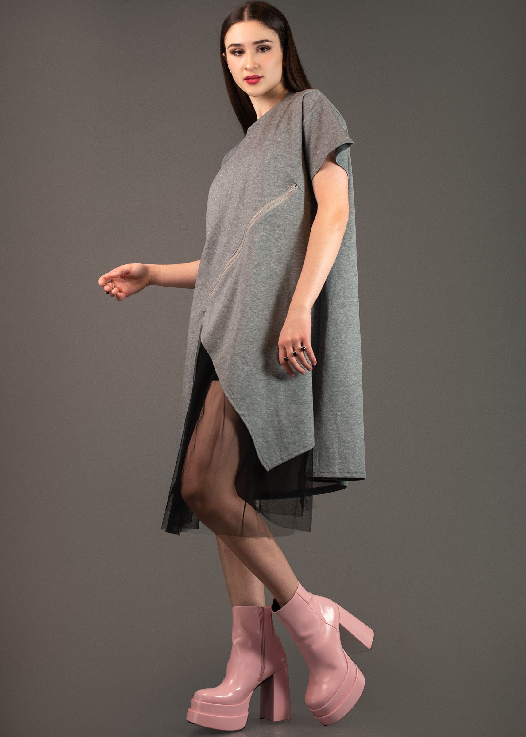 Zipper + Tulle Tee Dress Dresses Kate Hewko 